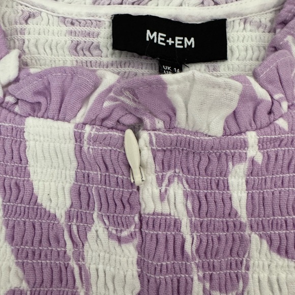 Me+Em Cheesecloth Tulip Print Shirred Zip Top NWT - Picture 6 of 6